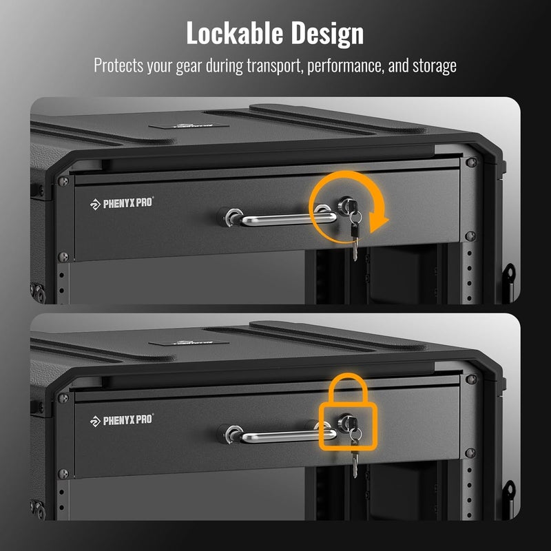 Phenyx Pro 2U Locking Rack Drawer, Metal Rack Mount Drawer w/Pre-Cut Foam, Sliding and Lockable Server Cabinet Case for 19 Inch AV/Network/DJ Equipment or Cabinet Enclosure (PRDWR-2U) - Image 4